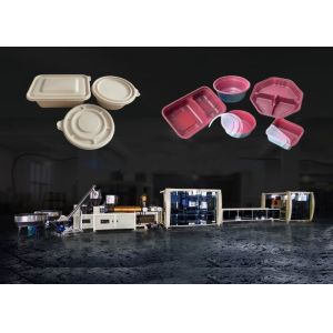 China Triple Screw Biodegradable Tableware Machine Plate Cutlery Making 60KW on sale