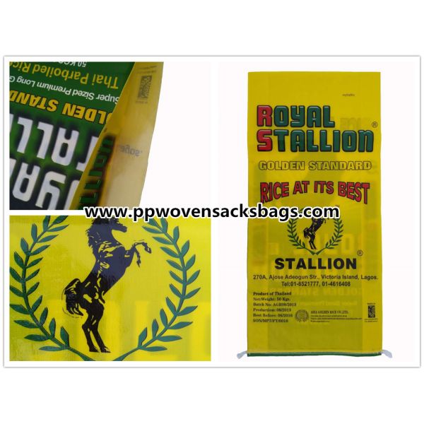 50kg Laminated Polypropylene Bags / Food Grade PP Rice Packaging Bags