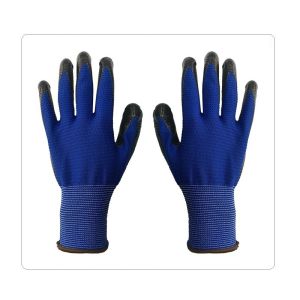 Blue Polyester With Black Smooth Nitrile Gloves