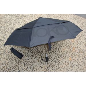 Black Automatic Foldable Umbrella / Travel Umbrella Silicon Handle 190T Pongee