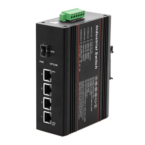 Portable Four Port Poe Switch , Fiber Optic Ethernet Switch 4 X 10/100/1000Base