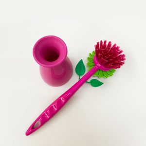 Flower Washing Dishes Brush 7x7x26cm 133g Kitchen Durable Bristles