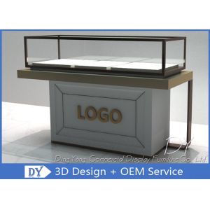 Half Stain Steel Frame Glass Jewelry Display Case With Custom Logo