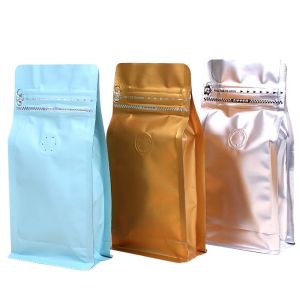 China Customized Size Aluminum Foil Stand up Zipper Pouch Coffee Bags with Valve on sale