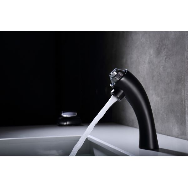 Buy Contemporary Bathroom Basin Faucets 1/2" Hose Matte Black Finish at wholesale prices