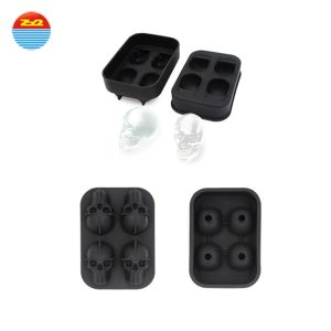 Black Color Silicone Ice Cube Tray With Lid , Refrigerator Round Silicone Ice