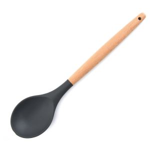 17 Piece Wooden Handle Silicone Spatula Set Printed LOGO For Cooking