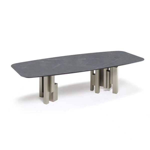 New Contemporary Furniture Metal Base Dining Table Manufacturers Sintered Stone