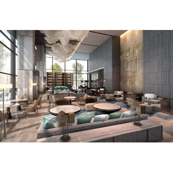 Marriott Hotel Group Design PU leather Upholstery Headboard Hang Wall Wooden TV Panel