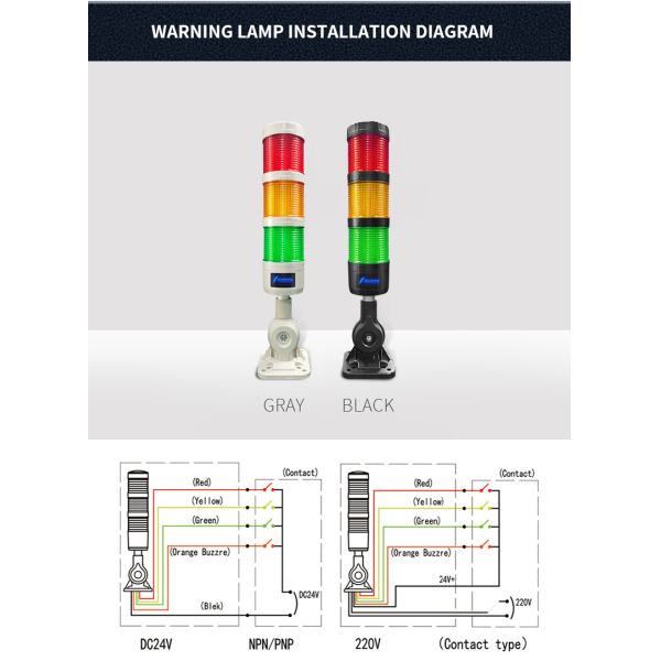 Long Lasting Signal Tower Lamp 60mm 50000 Hours Lifespan Lightweight LED Signal Tower Light