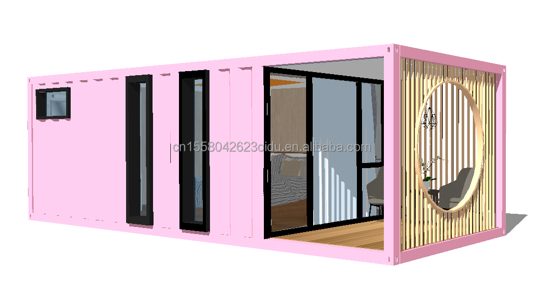 Aluminum Alloy Windows 3 Bedroom Container Residence with Packaging and Wave Sandwich Panel Walls