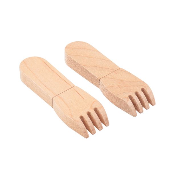Customized Logo Fork Shaped Wood USB Performance For PC Compatibility