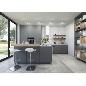 China 79in Dark Grey Modern Kitchen Cabinets Island With Cabinets And Seating Tall Cabinet on sale