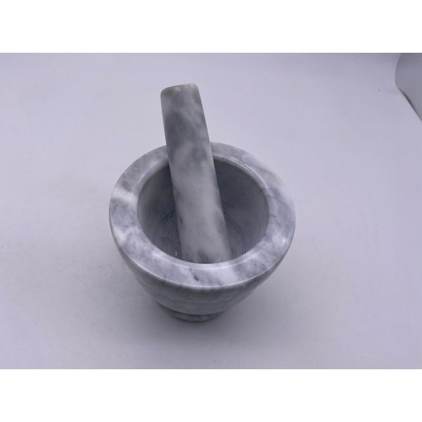 Buy Round Solid Marble Stone Mortar And Pestle Moisture Resistant at wholesale prices