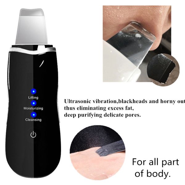 Ultrasonic Skin Scrubber Deep Cleaning Face Scrubber Vibrating Facial Cleansing Skin Spatula Peeling Beauty Instrument D