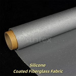 Chemical Oil Resistant Silicone Coated Fiberglass Fabric 400 g/sqm 0.3 mm Thickness 1.5 Meter Width