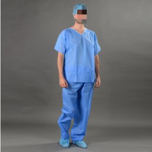 SMS Disposable Scrub Suits , Short Sleeve Scrubs Non sterile