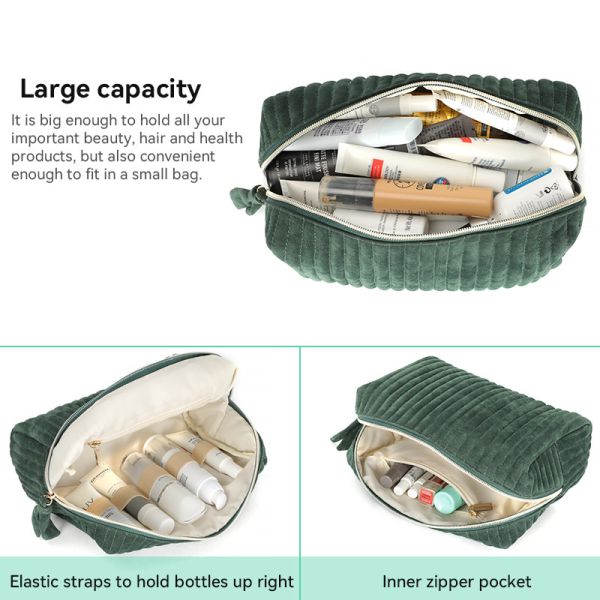 Travel Custom Cosmetic Bag Velvet Makeup Pouch Small 10.2X4.7X6.3"