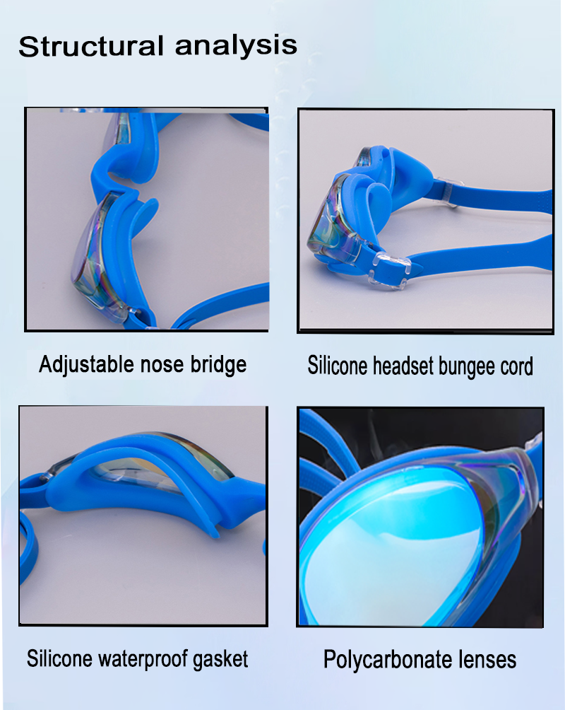 Dark Blue Personalized UV Protection Swimming Goggles Antifog Male Swimming Goggles