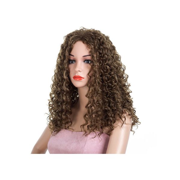Buy Natural Color Virgin Hair Full Lace Wigs African Black Small Roll Explosion Head at wholesale prices