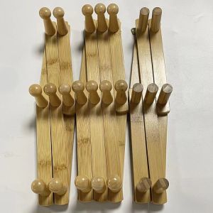 Functional Bamboo Accordion Style Wall Mounted Hook for Organizing Behind Doors