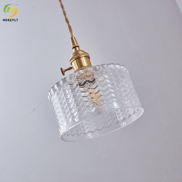 265V Japanese Vintage Hotel Modern Pendant Light Chandelier Glass / Green Glass + Copper E27
