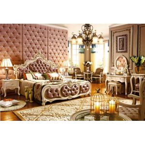 Italy French Antique Royal Luxury European Bedroom Furniture Classic Solid Wood