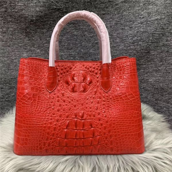 Authentic Alligator Skin Female White Purse Lady Three-way Handbag Genuine Crocodile Leather Women Single Shoulder Bag