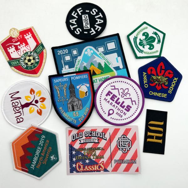 Buy Custom Embroidery Patch Computer Woven Embroidered Badge for T-shirts Hoodies Round square Badge at wholesale prices