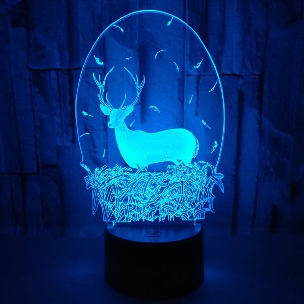 Foreign trade hot sale deer moon 3D night lights LED visual decoration atmosphere gift table lamp