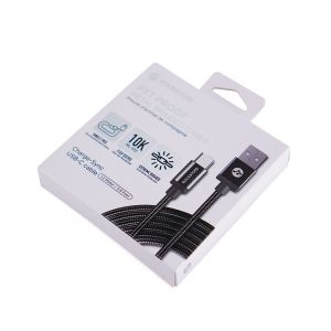 Gloss Lamination USB Data Cable Packaging Box Printing With Hanger