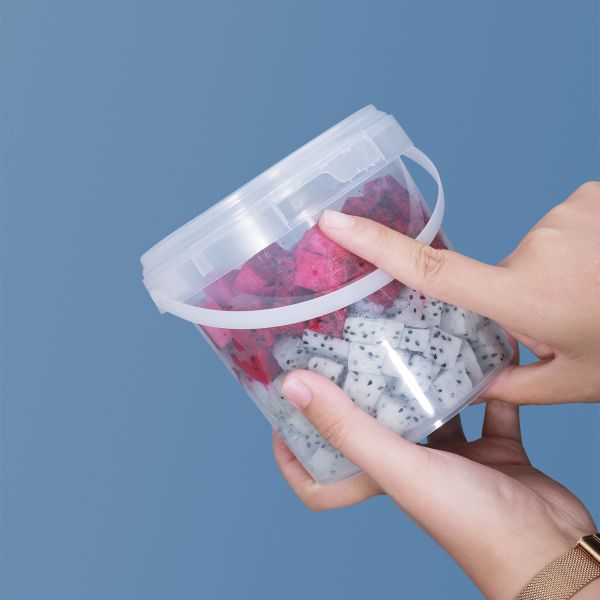 1000ml 1L Plastic Bucket With Handle For Chocolate Candy Cookies Package Food Storage Container