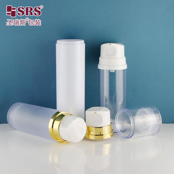 A0215 Snap On Style Plastic Round Facial Serum Bottle AS Vacuum Bottle Empty Skincare Gel Packaging Airless