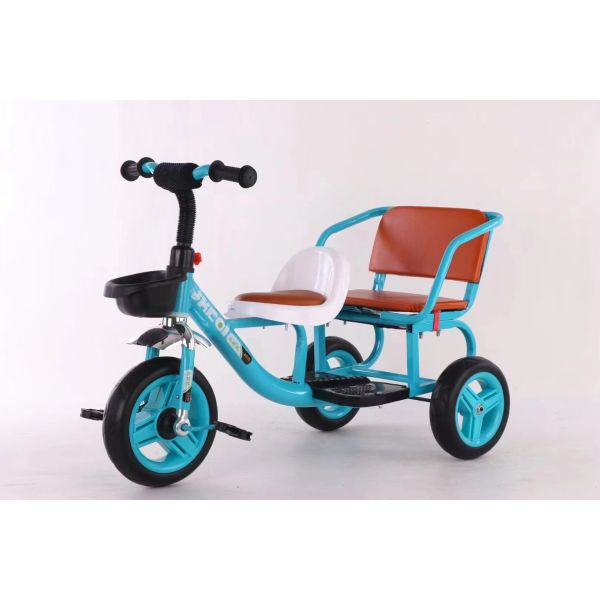 Double Seat Trike Twins Tricycle For Baby Children With Front Pedal