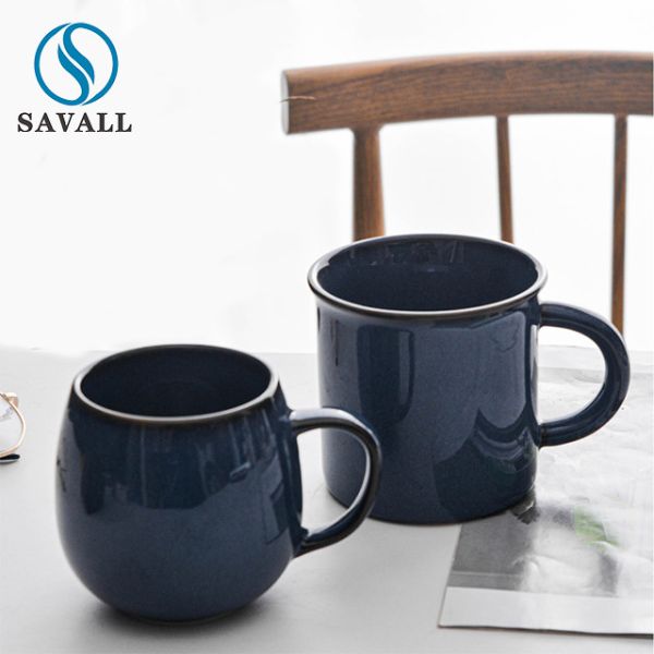Buy Restaurants Transitional Blue Porcelain Mugs Ceramic Cup With Handle at wholesale prices