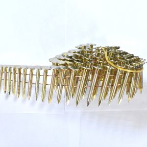 MIAMI-DADE COUNTRY APPROVED COIL ROOFINF NAIL,Flat Top Yellow Coated Ring