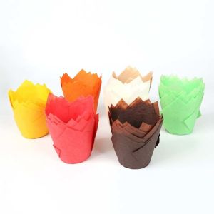 Disposable Eco Friendly Greaseproof Cupcake Tulip Paper Cups