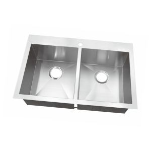 China PVD Stainless Steel 304 Kitchen Sink Double Counter Top Basin on sale