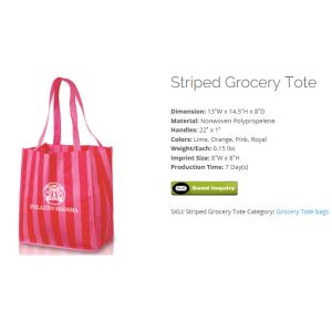 STRIPED GROCERY TOTE, paper boxes, paper packaging bags, stickers, notebooks,