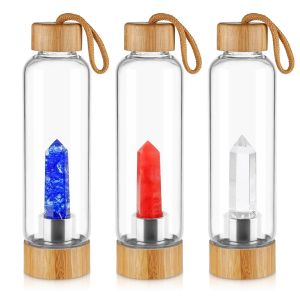 18oz 550ml Quartz Crystal Water Infuser Bottle with Bamboo Lid