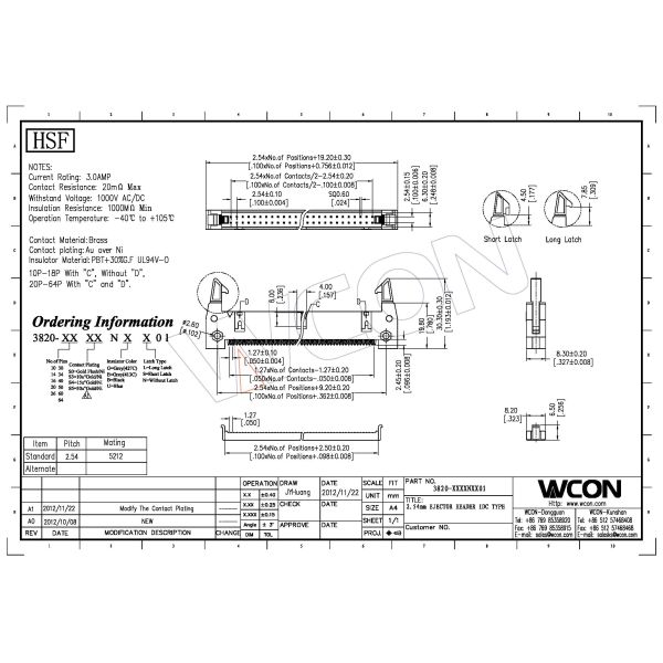 Pierced Line Latch Header Type Pin Header Connector , Right Angle 2.54 Mm Female Header