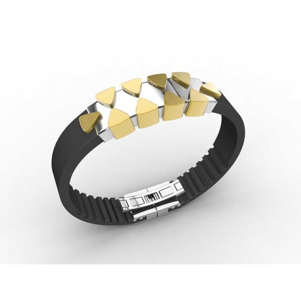 Top Quality Europe Fashion Stainless Steel Genuine Leather Silicone Bangle