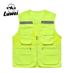 Custom Logo Thin Multiple-pockets Waistcoats Utility Reflectives Strip Road