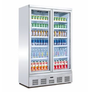 Upright Commercial Beverage Refrigerator , Bottom Mount Double Door Display