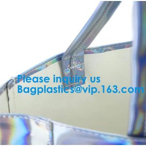 Reflective laser PU leather bag, Iridescent Tote, Fashion Holographic Handbag,