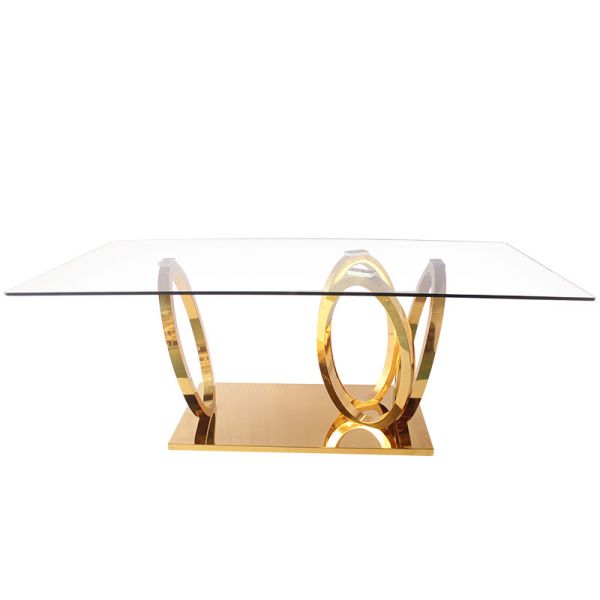 Buy East West Furniture Dublin Intersected Circle Rectangular Dining Table at wholesale prices