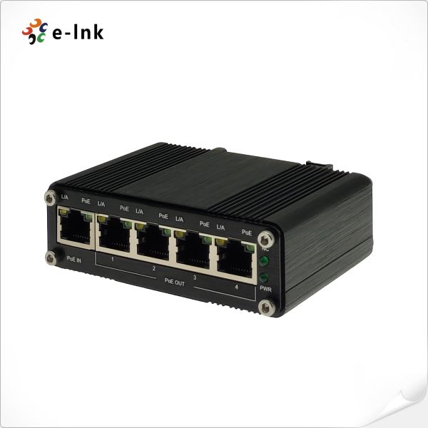 Buy Industrial 1-Port 802.3at PoE+ to 4-Port 802.3af/at Gigabit PoE Extender Supports DIN-Rail & Wall-mount installation at wholesale prices