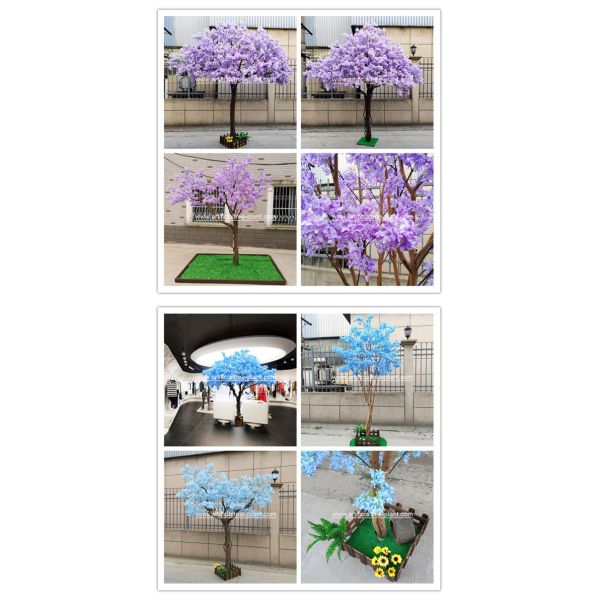 Safe Jacaranda Wood Purple Artificial Flower Tree Fire Retardant