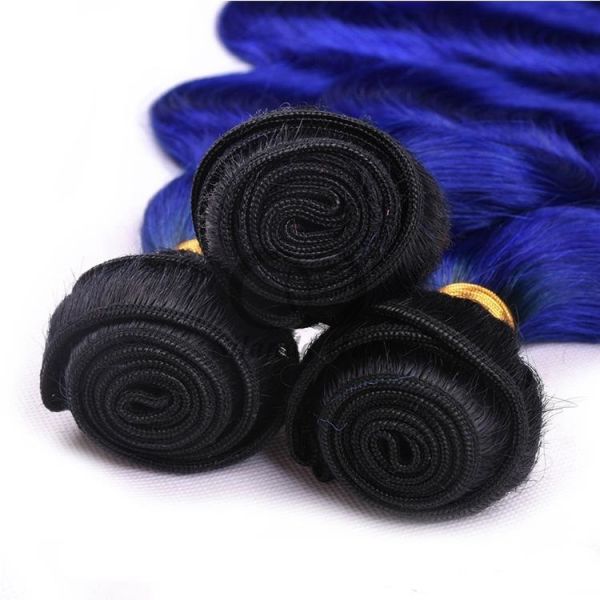 #T1B/Blue Body Wave Remy Human Hair Bundles Sew In Weave Bundles Brazilian Bundle Deals