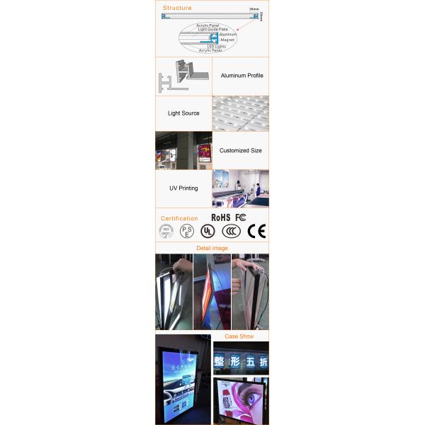 Double Sided Magnetic Light Box Ceiling Hanging Led Sign Menu Board Low Light Failure